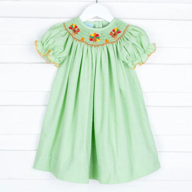 Turkey Smocked Green Gingham Dress | Classic Whimsy