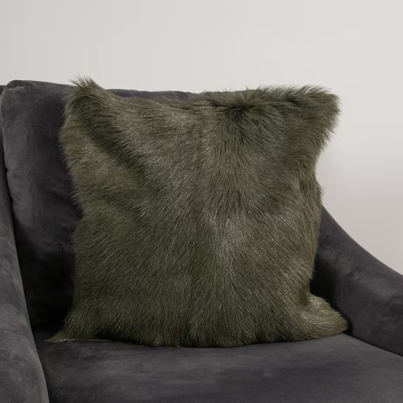Forest Green Goatskin Cushion  Native Natural - Etsy | Etsy (US)