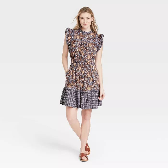 Women's Floral Print Flutter Sleeveless Dress - Universal Thread™ | Target
