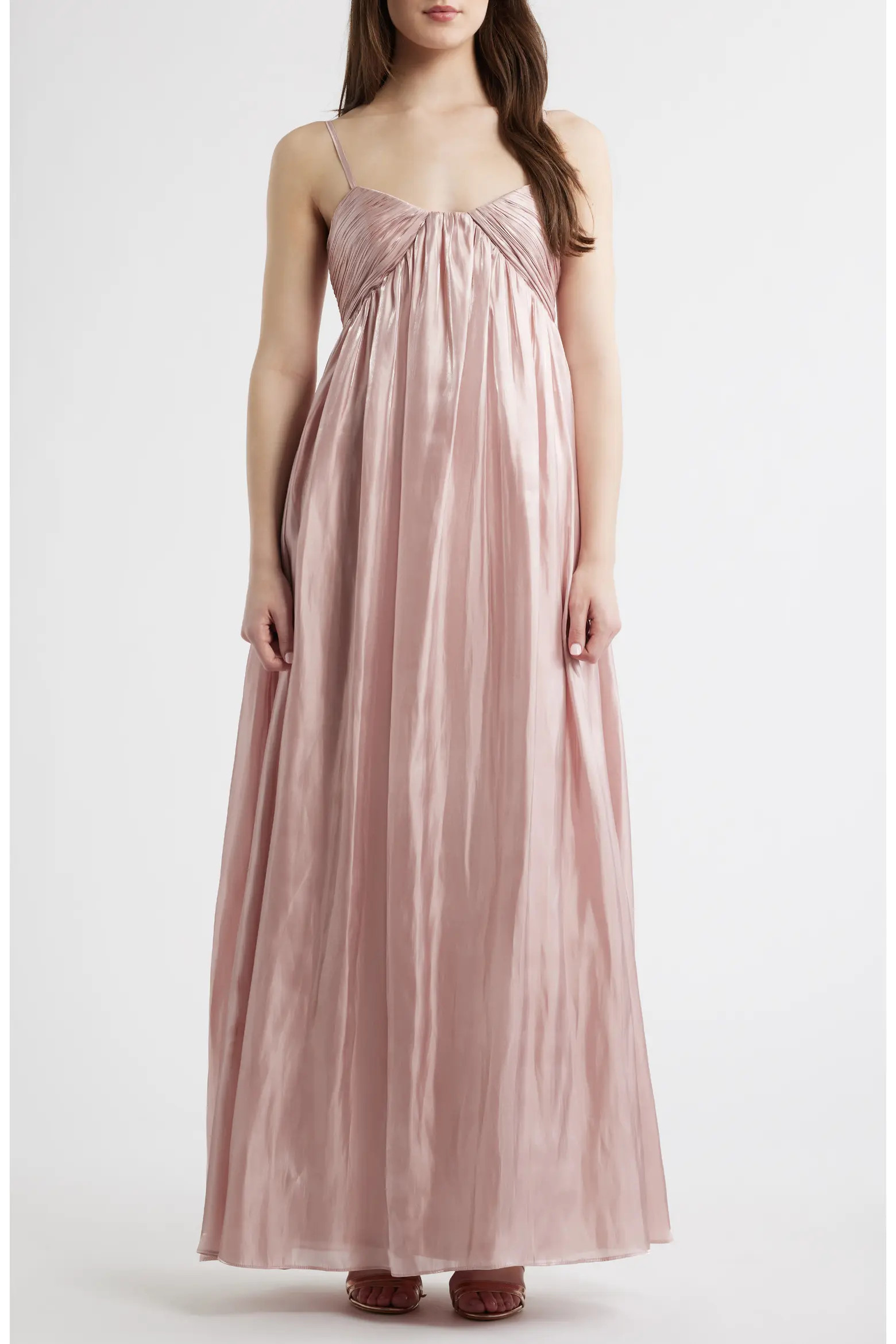 Matty Ruched Metallic Sleeveless Gown (Women) | Nordstrom | Nordstrom