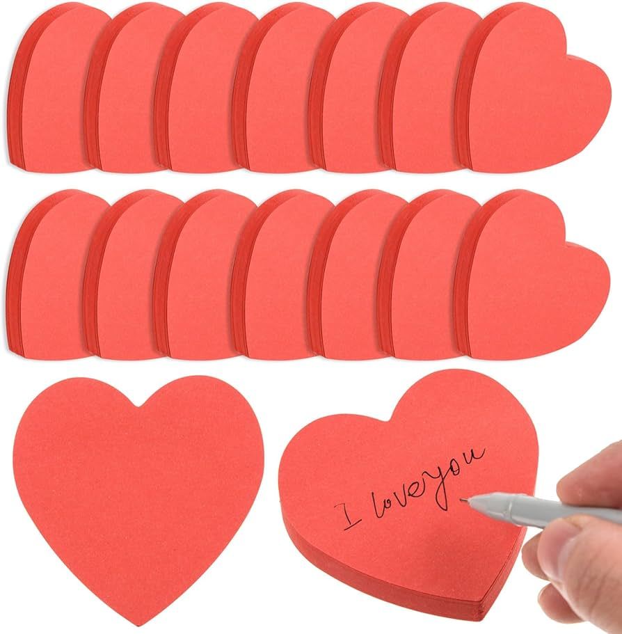 1500 Sheets Heart Shaped Sticky Notes 3x3 Inch Red Sticky Notes Cute Sticky Memo Pads Self Sticki... | Amazon (US)