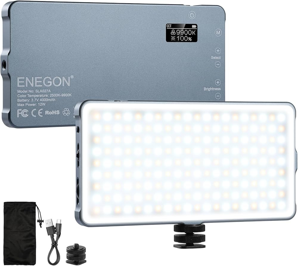 ENEGON 4000mAh Rechargeable Mountable Bicolor LED Video Light with Mini Panel for Professional DS... | Amazon (US)