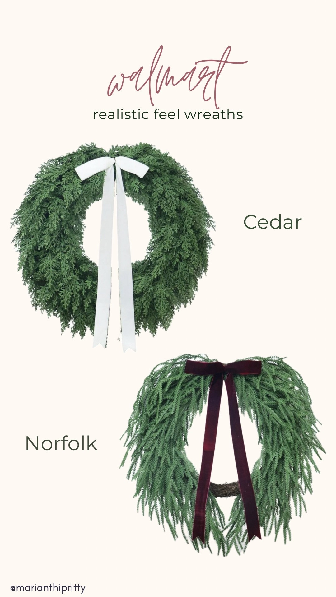 Walmart and My Texas House Realistic feel Christmas Wreaths in Cedar and Norfolk 

#LTKHome #LTKFindsUnder50 #LTKSeasonal