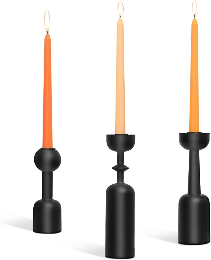 Candle Holder Black Candlestick Holders - Wood Candle Stick Candle Holder Set, Black Modern Candl... | Amazon (US)