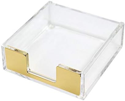 Clear Gold Sticky Note Pad Holder for Desk, Memo Holder Paper Dispenser, Multibey Acrylic Desktop... | Amazon (US)