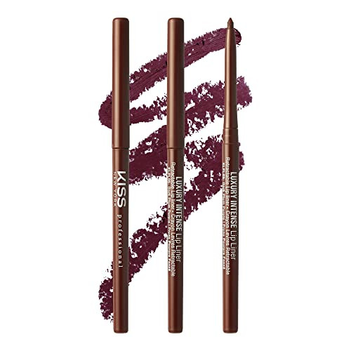 KISS New York Professional Lip Liner, Long-Lasting Luxury Intense Lipliner, Creamy Retractable Easy to Use Richly Pigmented Lip Liner Pencil 3 PCS (Dark Plum Purple) | Amazon (US)
