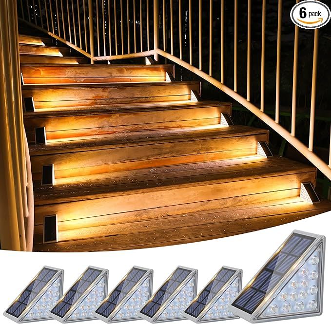 VOLISUN Solar Stair Lights 6 Pack, Solar Step Lights Outdoor Waterproof IP67, LED Outdoor Step Li... | Amazon (US)