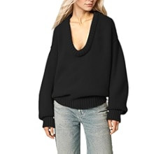 Women's Oversized U Neck Pullover Sweater Long Sleeve Knitted Sweater Chunky Trendy Fall Winter S... | Amazon (US)