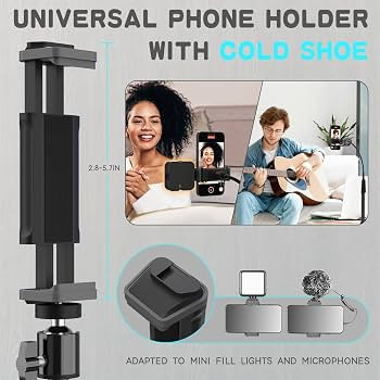 UBeesize 92’’ Cell Phone Tripod Stand with 16.5’’ Gooseneck and Remote, Overhead Tripod w... | Amazon (US)