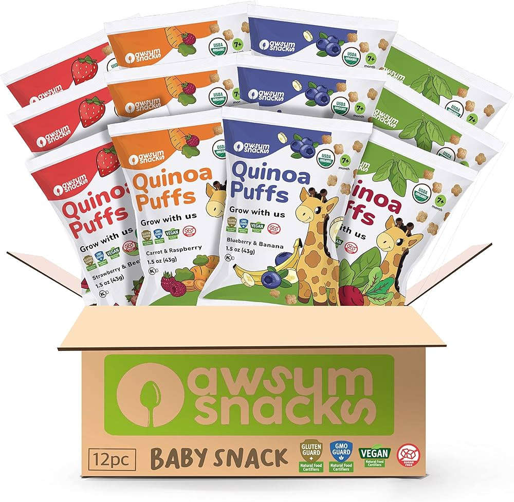 Awsum Snacks Variety Baby Puffs - Happy Healthy Baby Snack - Natural Plant Based Puffed Snacks - ... | Amazon (US)