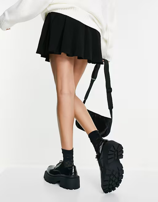 Truffle Collection chunky lace up shoes with exaggerated sole in black | ASOS (Global)