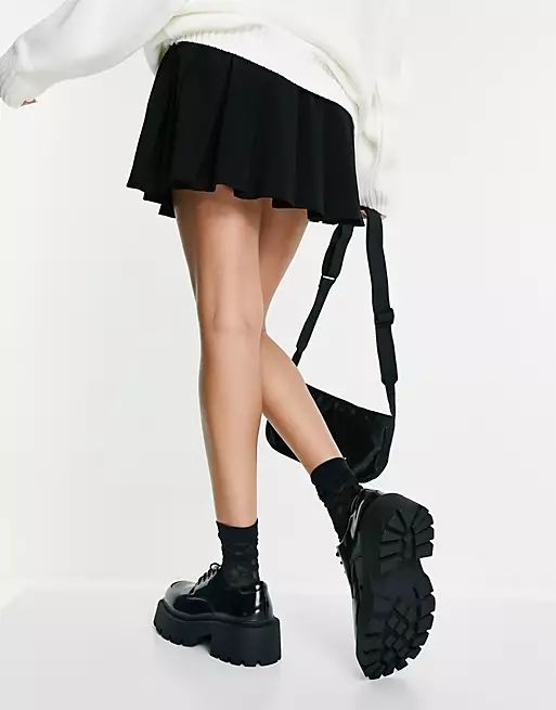 Truffle Collection chunky lace up shoes with exaggerated sole in black | ASOS (Global)