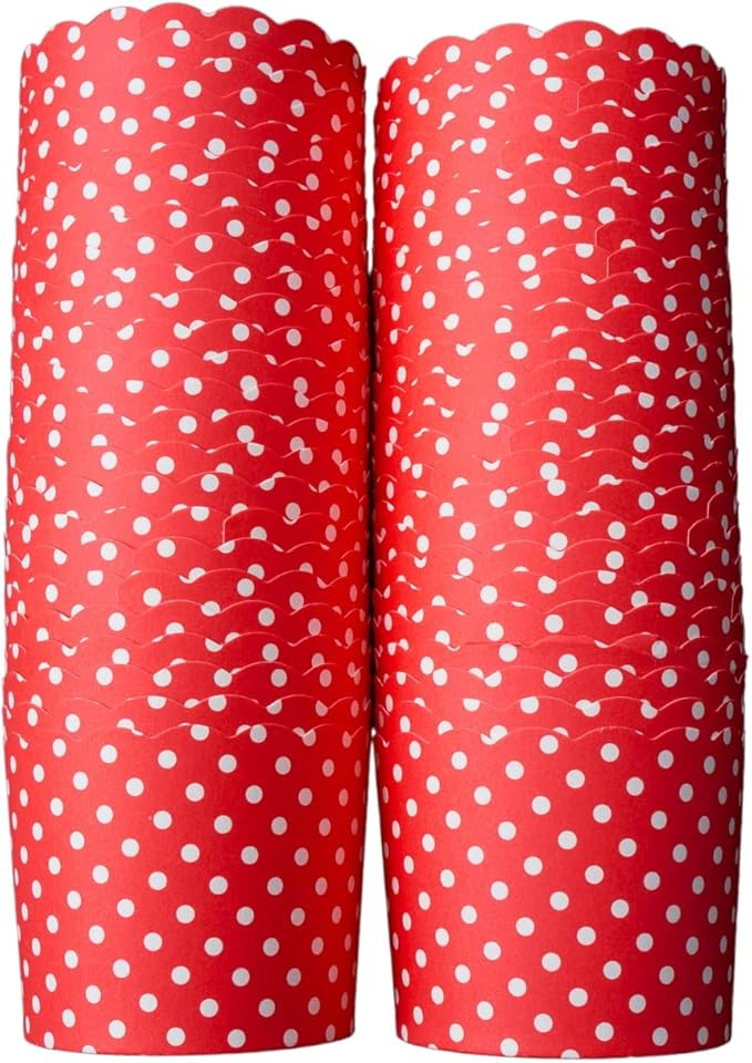 50-Pack Paper Baking Cups, Greaseproof Disposable Cupcake Muffin Liners (Large, Red Polka Dots) | Amazon (US)