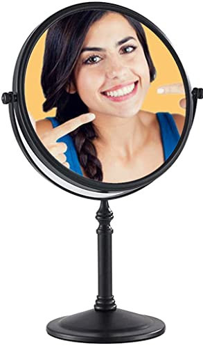 Gecious Black Makeup Mirror 1X/10X Free Standing 8 Inches 360 Swivel Dual-Sided Tabletop Makeup Mirror, Metal | Amazon (UK)