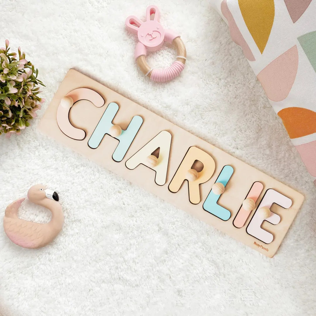 Personalized Baby Name Puzzle, Baby Shower Gift, 1st Birthday Gift, Custom Name Puzzle, Wooden Mo... | Etsy (US)