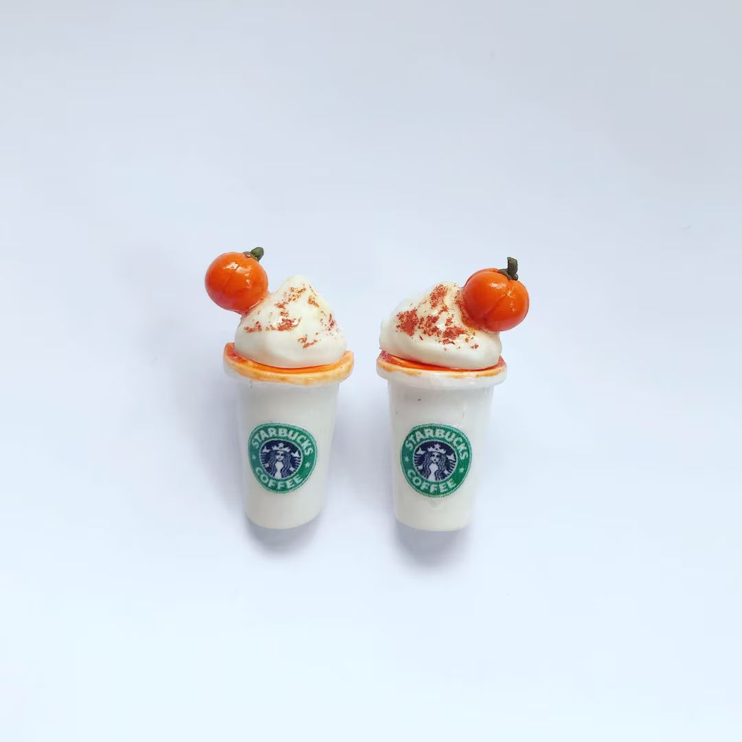 Pumpkin Spiced Latte Coffee Earrings Coffee Cup Earrings - Etsy | Etsy (US)