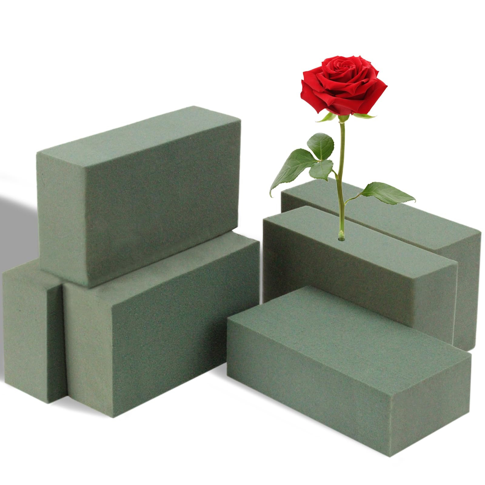 6 Pcs Floral Foam Blocks, 5.5"L x 3.1"W x 1.7"H Plant Foam, Green Dry & Wet Flower Foam for Fresh... | Amazon (US)