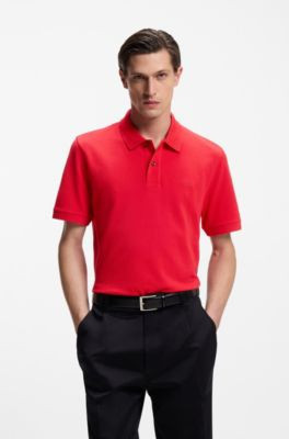 BOSS Pallas polo shirt in cotton piqué with embroidered logo - Red Men's Polo Shirts size XXXL | Hugo Boss (US)
