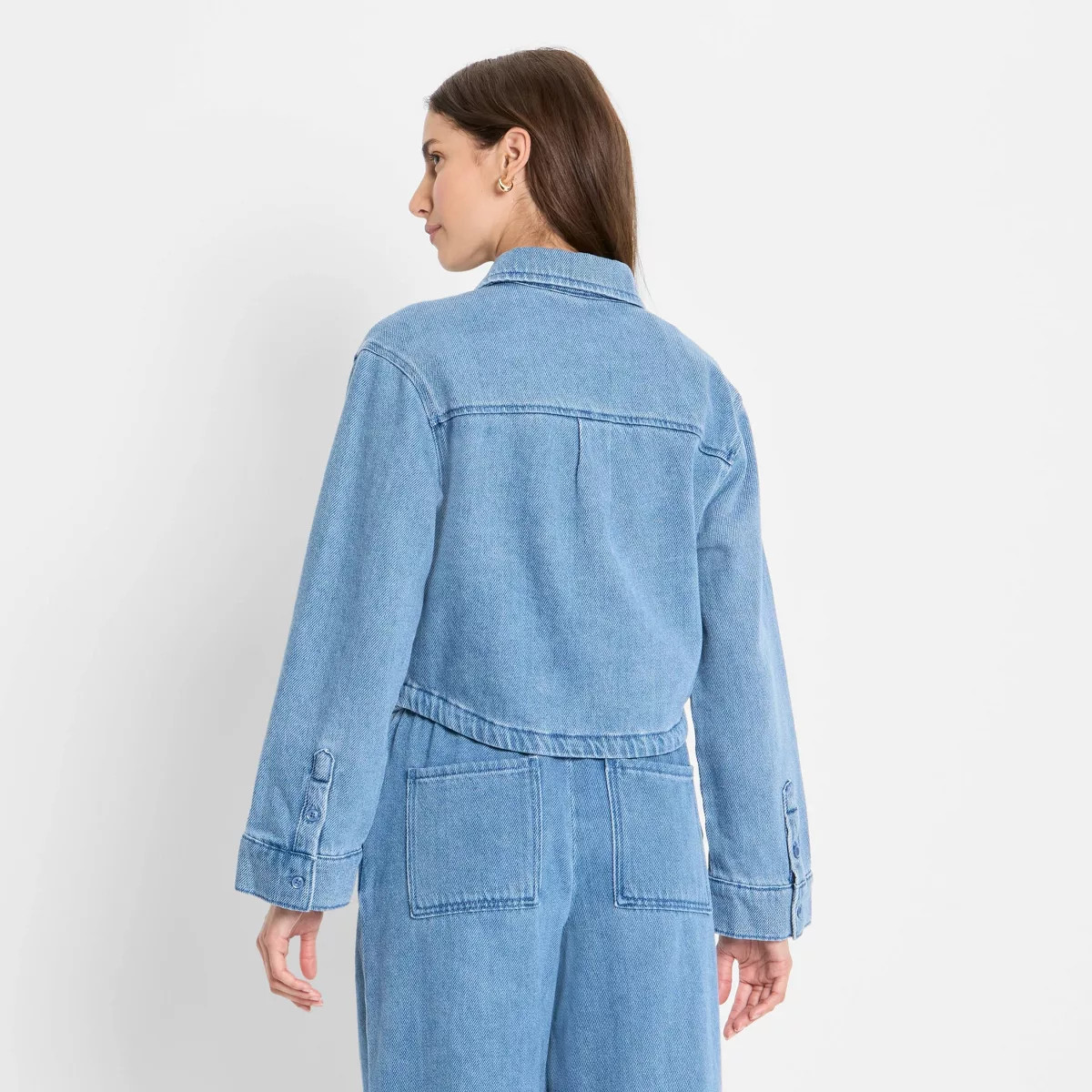 Women's Relaxed Denim Button-Down Shirt - Future Collective Light Blue | Target