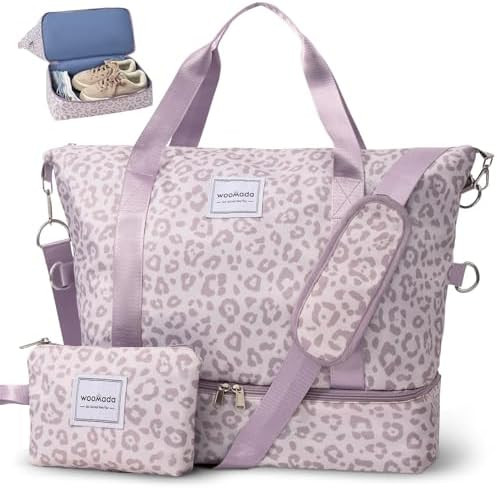 WOOMADA Weekender Bag for Women, Travel Duffel Bags with Shoe Compartment & Wet Pocket, Personal ... | Amazon (US)