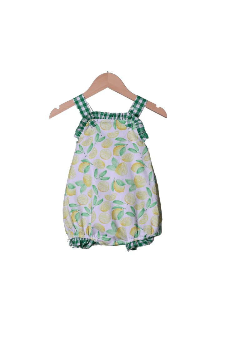 Sweet Lemon and Green Gingham Sun Bubble | The Smocked Flamingo