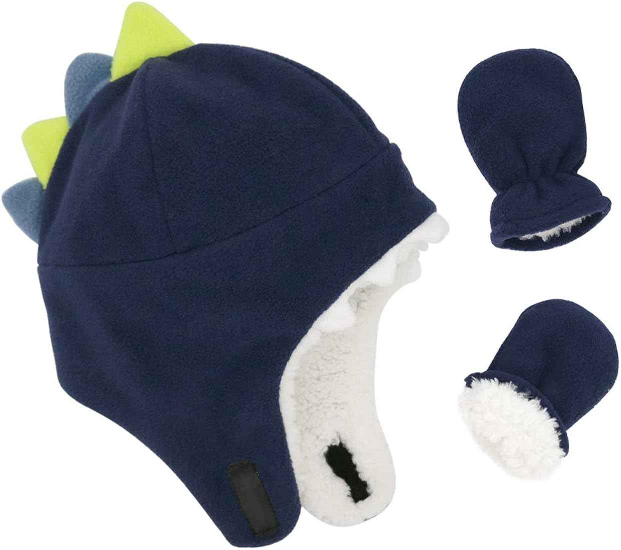 Baby Boy Sherpa Hats and Mittens Set Toddler Gloves Warm Fleece Winter Hat Baby Girl | Amazon (US)