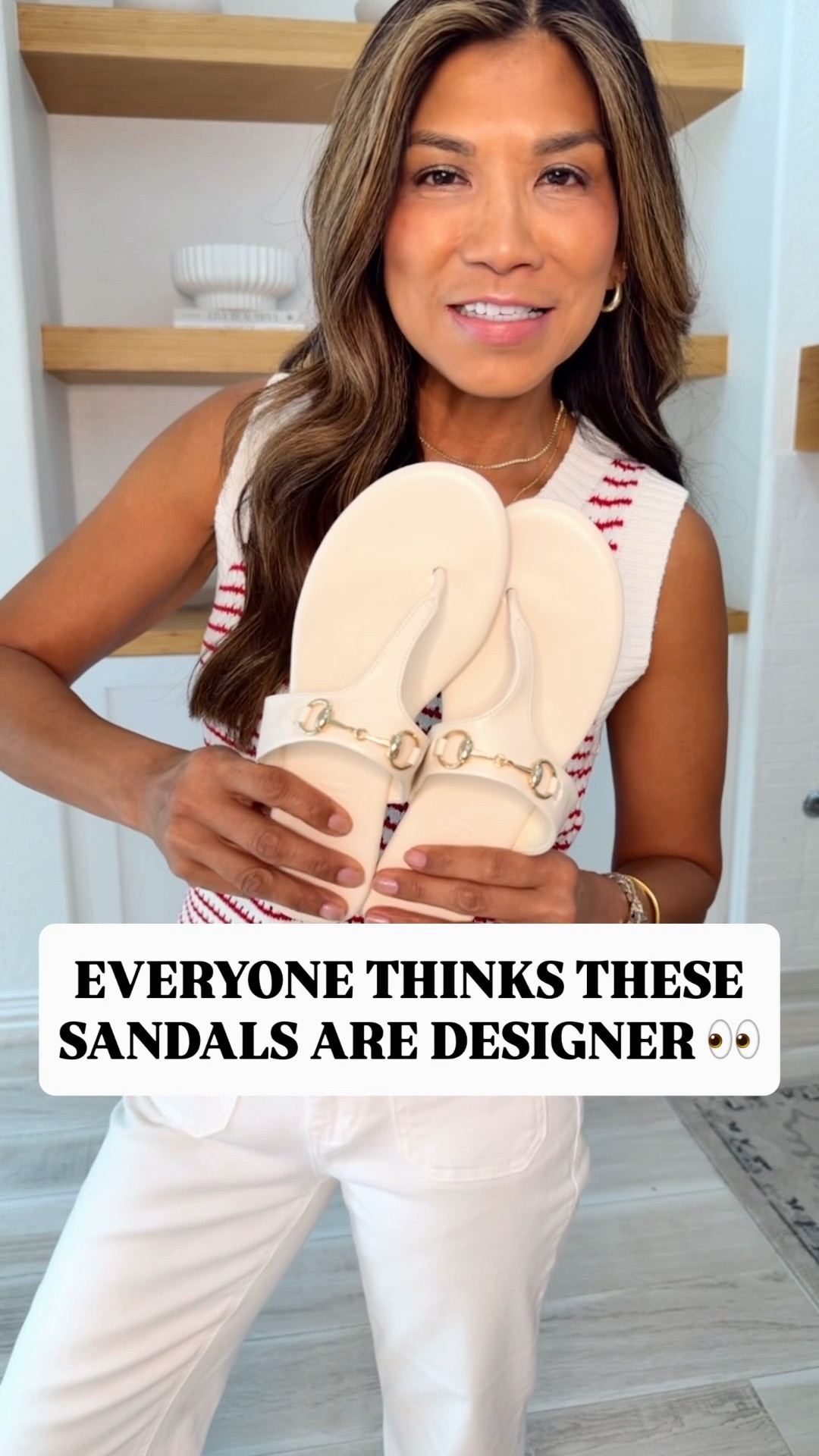 I’m 5’2” 118#ish for reference 
Both sandals fit tts.
Top in small tts.
White jeans in XS tts(it’s cropped just fyi)
I’m linking other designer-inspired sandals I’m loving. 
Summer outfits, summer sandals, Amazon finds, over 50 style, midlife fashion, petite fashion,midlife women, affordable fashion, fashion over40

#LTKOver40 #LTKPetite #LTKmomlife