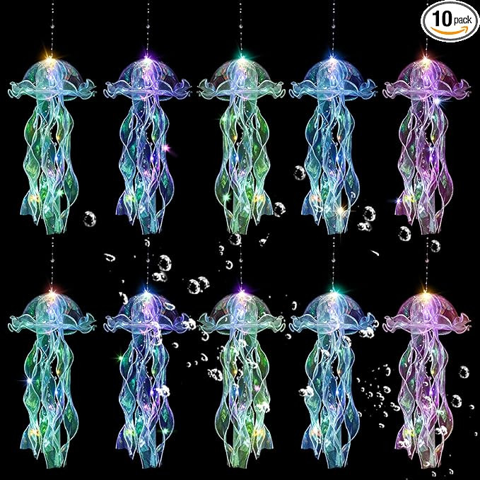 Jellyfish Decor, 10 Pcs Jellyfish Lanterns - Hanging Jelly Fish Decoration for Mermaid Theme Part... | Amazon (US)