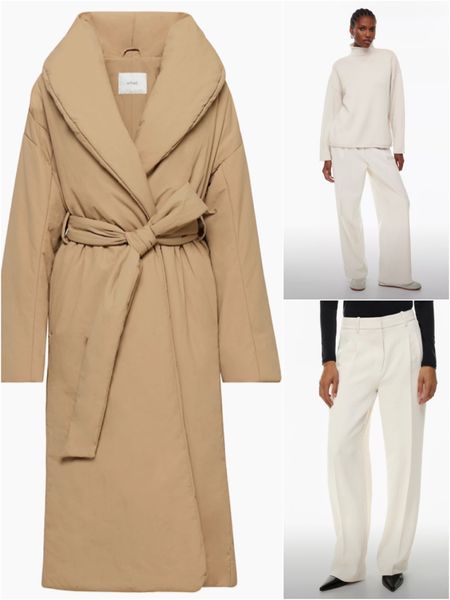 Aritzia Black Friday sale! Obsessed w this sleeping bag coat for super cold temps! Loving the sweater and trousers too! Neutral fall style neutral winter style! 

#LTKstyletip #LTKsalealert #LTKCyberWeek