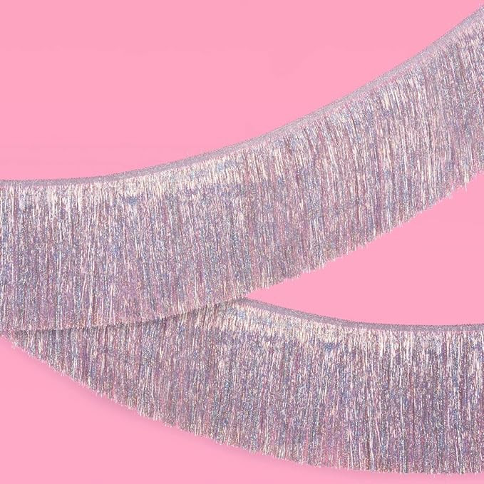 xo, Fetti Silver Iridescent Fringe Banner - 5 Ft. | Bachelorette Party Decorations, Birthday Part... | Amazon (US)