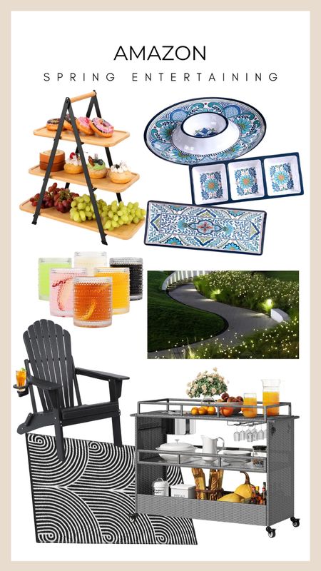 Spring into the season of outside dining with Amazon's entertaining essentials! Display your culinary creations on a chic three-tiered stand, set the table with vibrant patterned dinnerware, and keep the ambience glowing with solar garden lights. Sip and savor from colorful glassware, lounge in classic outdoor chairs, and let a rolling bar cart keep everything within arm's reach. Here’s to making every gathering a memorable one! #SpringEntertaining #OutdoorDining #AmazonFinds #HomeDecor #GardenPartyVibes #AlfrescoEssentials

#LTKparties #LTKhome #LTKSeasonal