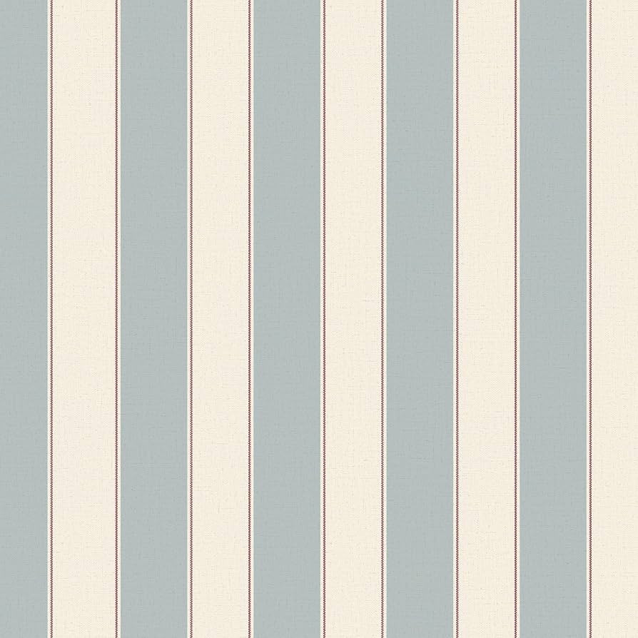 Blue and White Cream Striped Wallpaper Peel and Stick Self-Adhesive Removable Waterproof Wallpape... | Amazon (US)