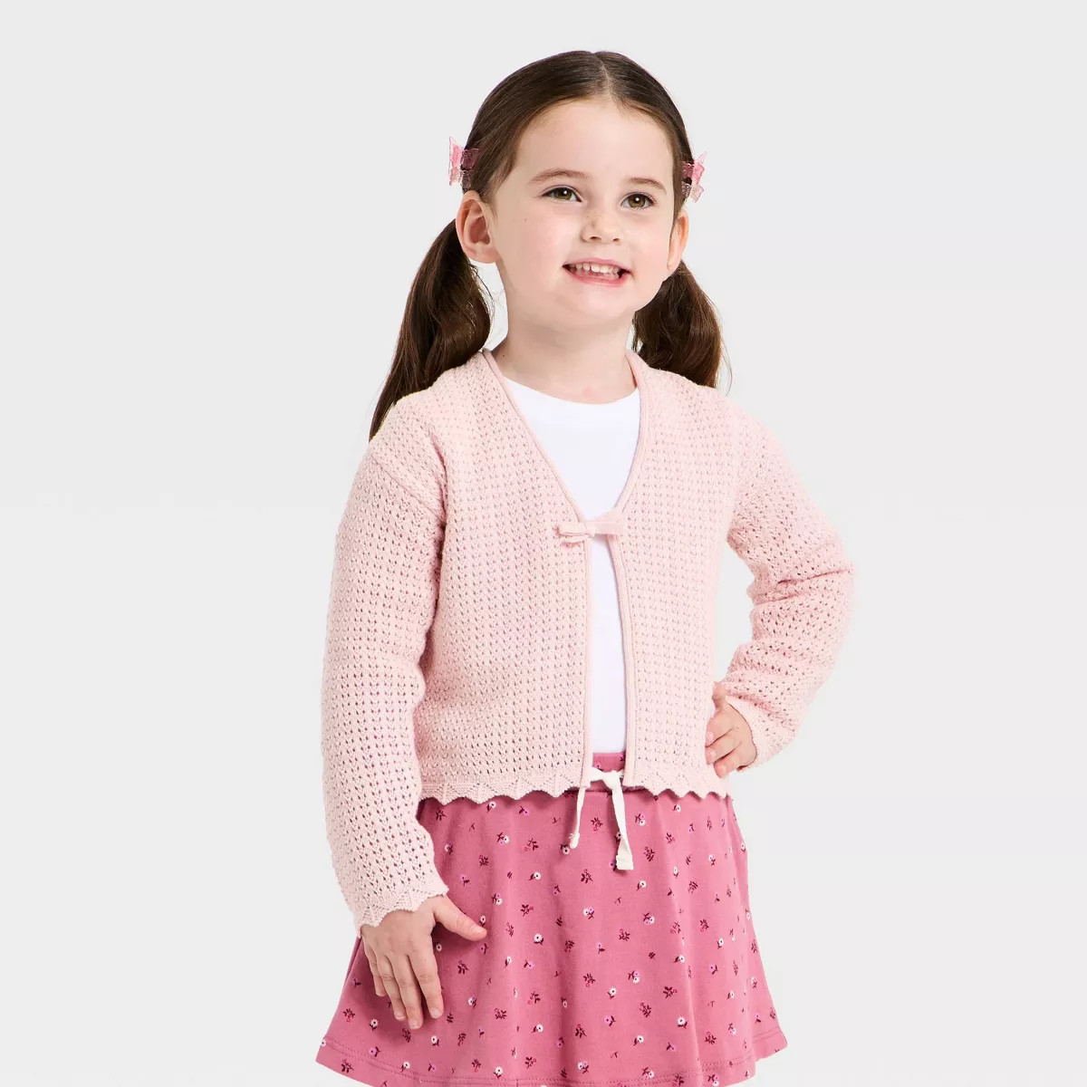 Toddler Girls' Bow Cardigan - Cat & Jack™ Pink 4T | Target