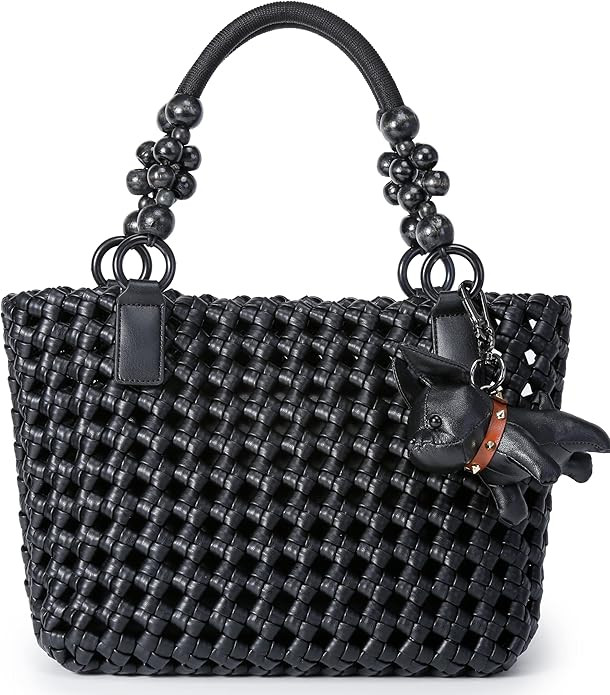 Woven Tote Bags for Women, Large Hollow-out Vegan Leather Shoulder Bag Fashion Top-handle Purse S... | Amazon (US)