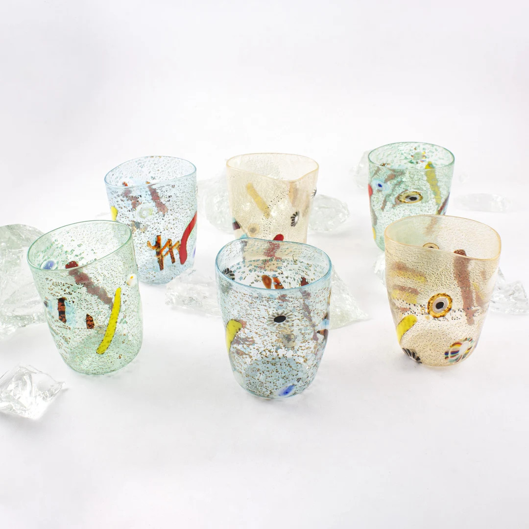 Set of 6 Goti De Fornase Glasses Handmade With Colored Murano Glass, Decorated With Multicolored ... | Etsy (US)