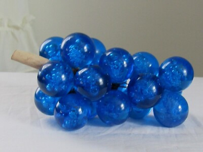 MCM Blue Lucite Acrylic Grapes Cluster Large bubbled design inside | eBay US