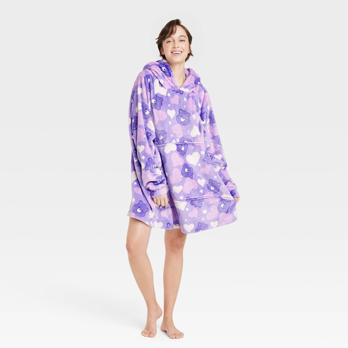 Women's Care Bears X Skinnydip Graphic Blanket Hoodie - Purple | Target