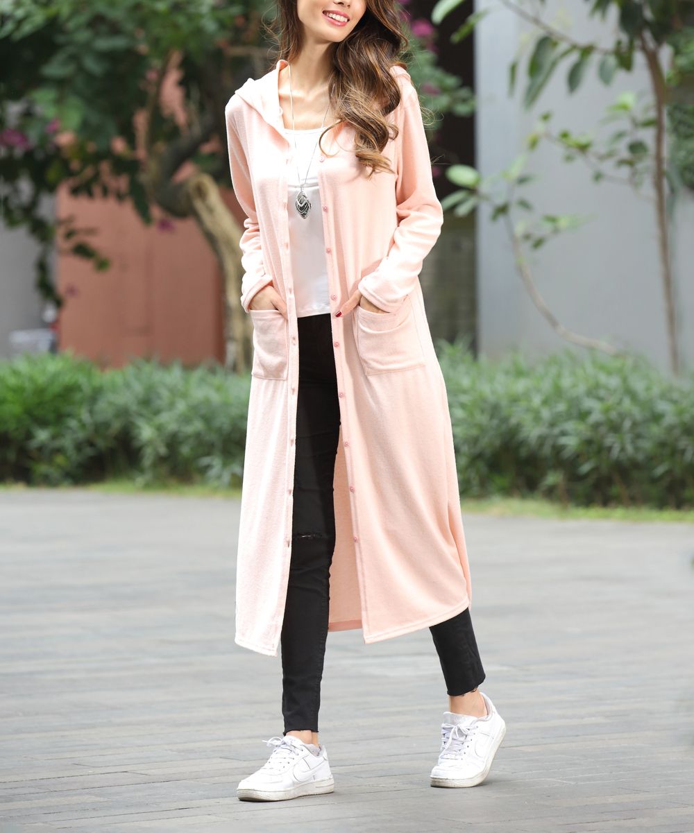 Pink Hooded Pocket Duster - Women & Plus | zulily