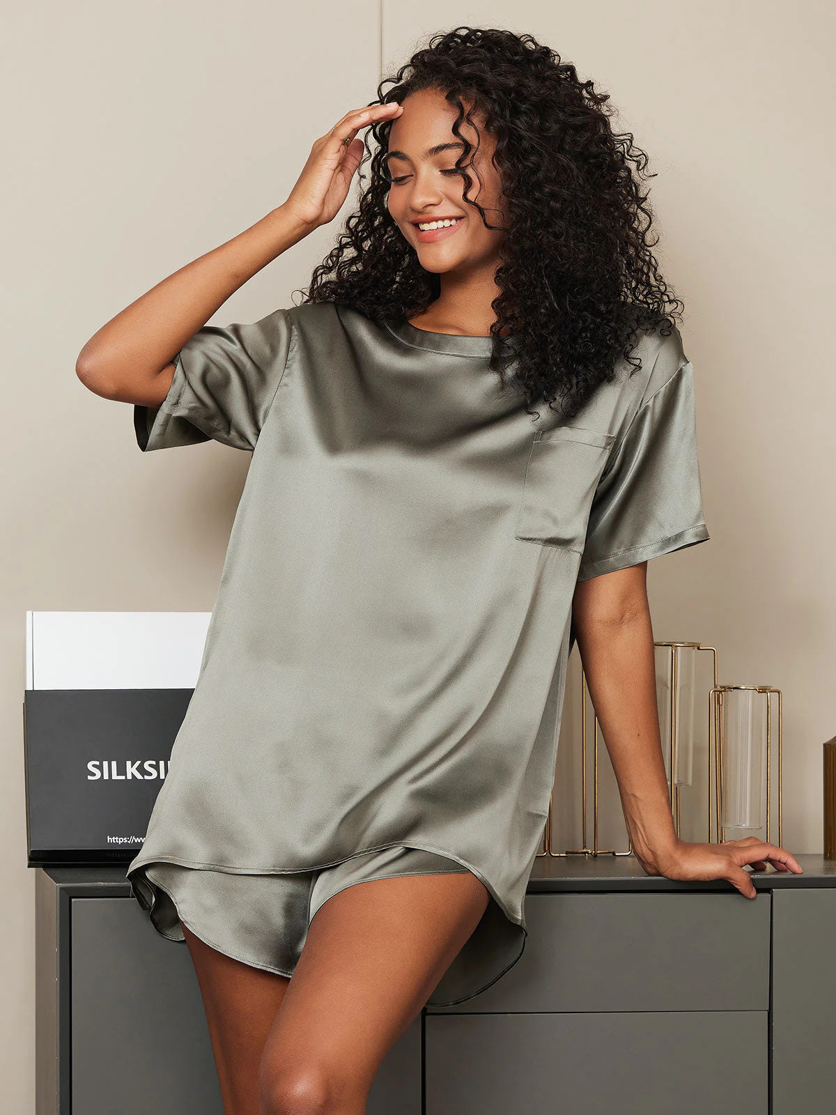 Pure Silk Short Sleeve Pajamas | SilkSilky