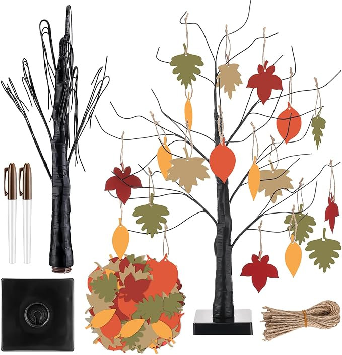 24” Thanksgiving Gratitude Tree with Leaves Kit Seasonal Holiday Decoration with Writing Pen He... | Amazon (US)