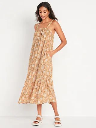 Sleeveless Tie-Back Cutout Maxi Swing Dress for Women | Old Navy (US)