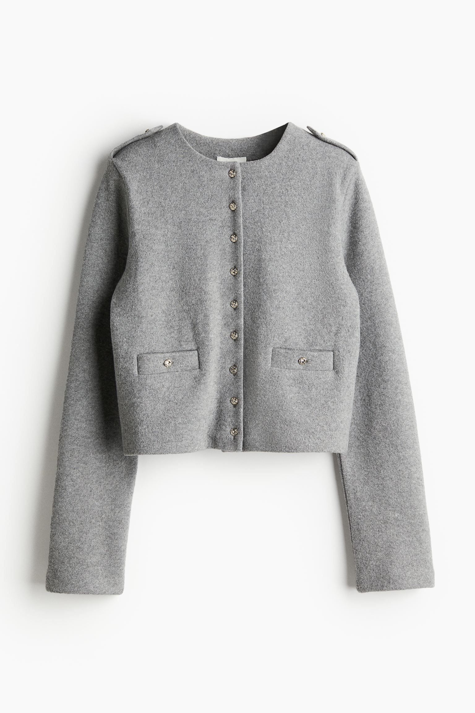 Button-detail jacket - Grey marl - Ladies | H&M GB | H&M (UK, MY, IN, SG, PH, TW, HK)