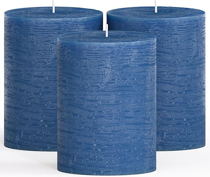 CANDWAX 3x4 Pillar Candles Set of 3 - Decorative Rustic Candles Unscented and No Drip Candles - I... | Amazon (US)