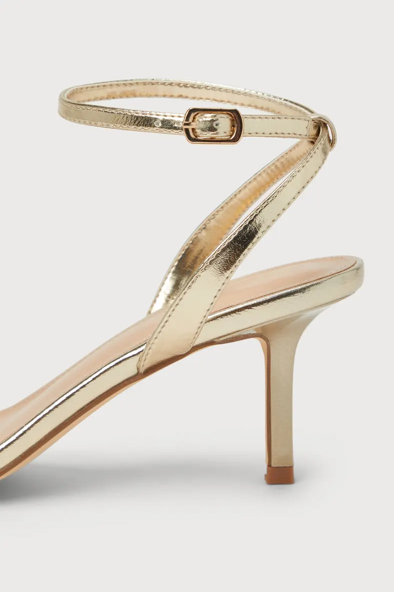 Ensley Gold Kitten Heel Ankle Strap Sandals | Lulus