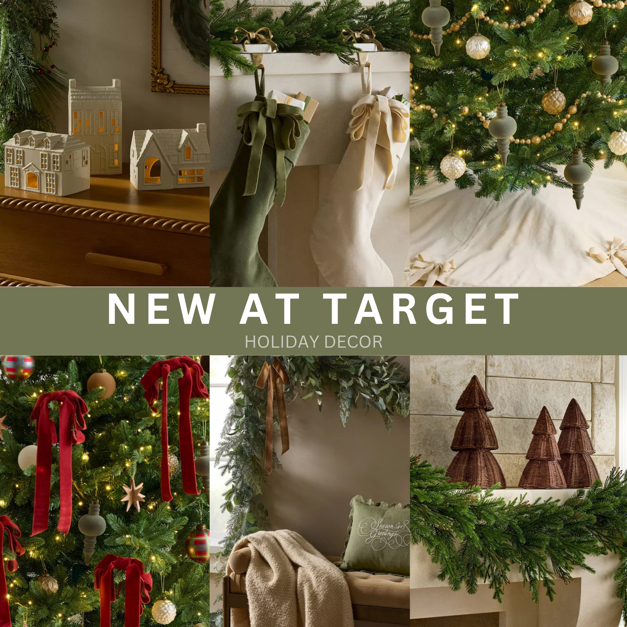 Neutral Christmas decor at Target from the Studio McGee holiday collection and Hearth & Hand with Magnolia collection. From garlands, decorative homes, ribbons, stockings, blanket, mantel decor, ornaments, etc. Target finds. 

 #LTKHoliday #LTKHome #LTKFindsUnder50