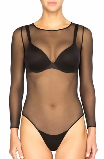 Women's Spanx Long Sleeve Mesh Bodysuit | Nordstrom