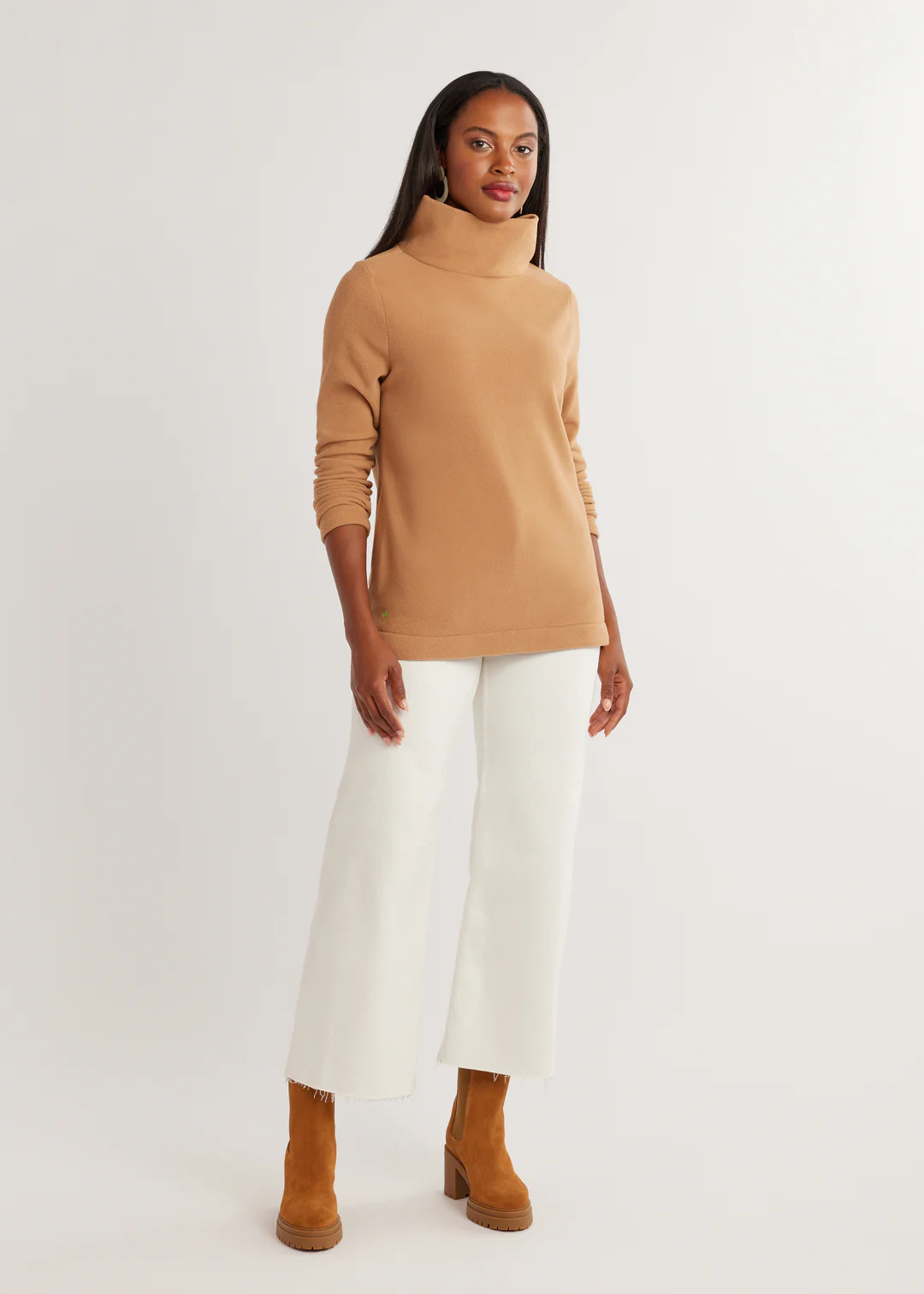 Millbrook Turtleneck in Vello Fleece (Camel) | Dudley Stephens