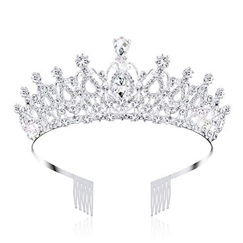 AOPRIE 1980s Tiaras and Crowns for Women Silver Princess Tiara for Little Girls Crystal Crowns and Tiaras Hair Accessories for Wedding Prom Bridal Birthday Party Halloween Costume Christmas Gifts | Amazon (US)