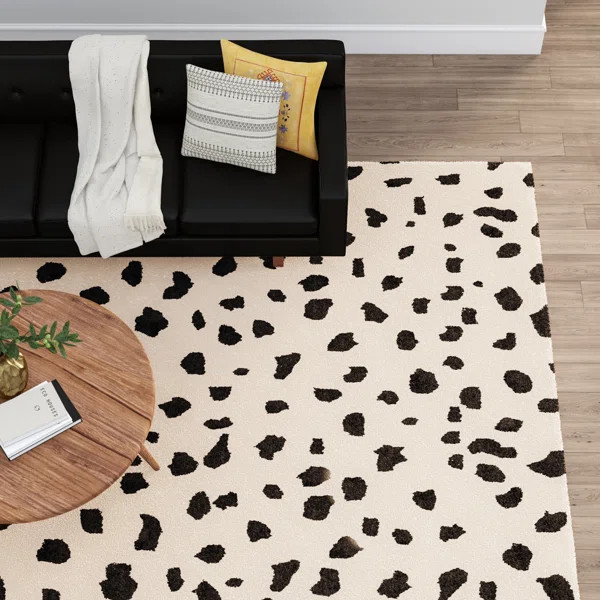 Miya Tufted Wool Animal Print Hand-Tufted Wool Beige/Black Area Rug | Wayfair North America