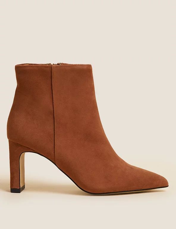 Suede Statement Heel Pointed Ankle Boots | M&S Collection | M&S | Marks & Spencer (UK)